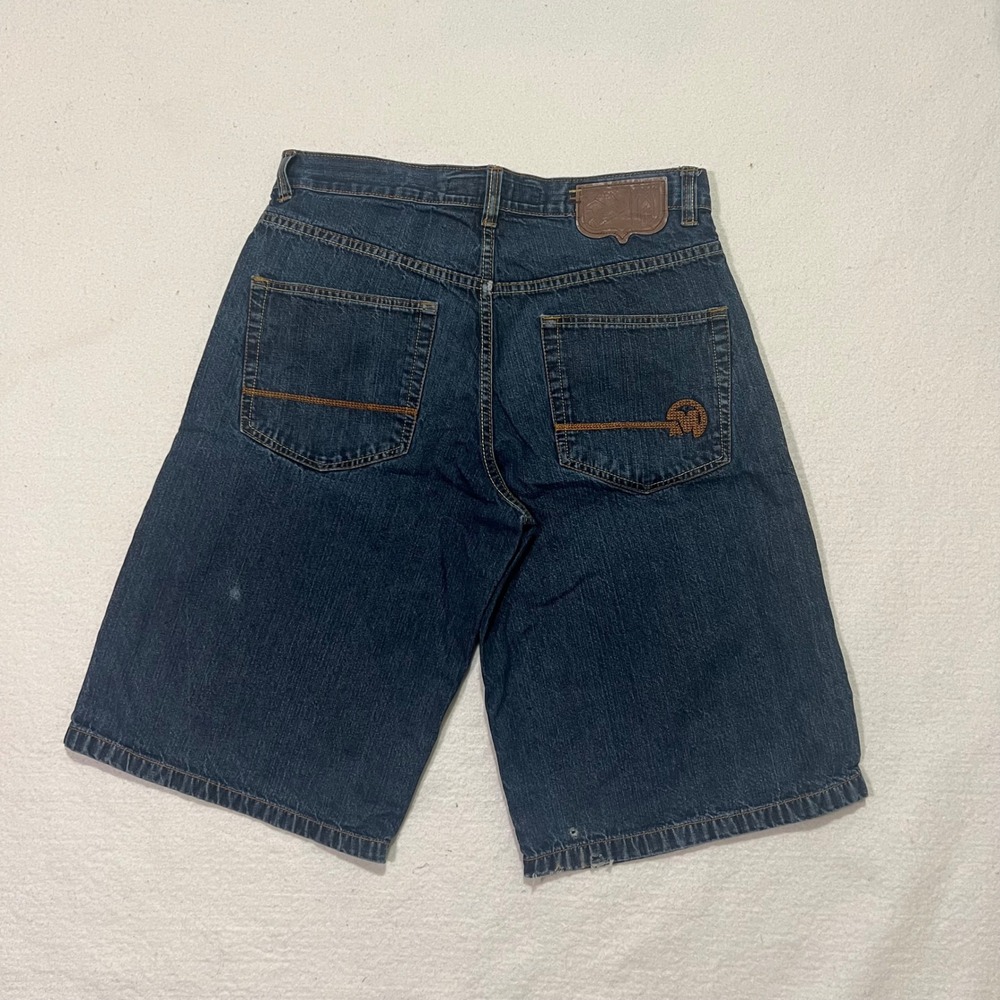 Vintage Mecca USA Denim Jorts Shorts Mens 34 Dark Wash Embroidered 90s Hip Hop - Picture 2 of 12